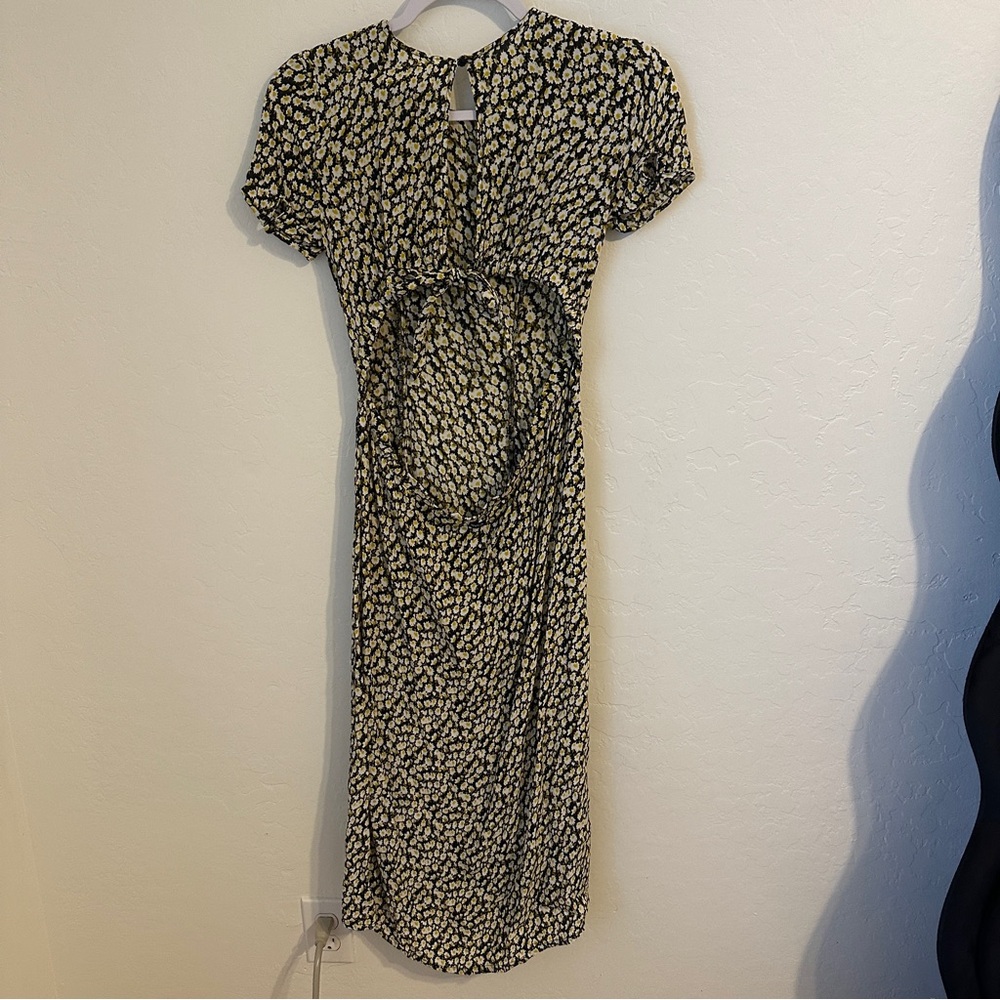 RVCA Black Floral Short Sleeve Backless Midi Dress Size XS - Picture 7 of 7